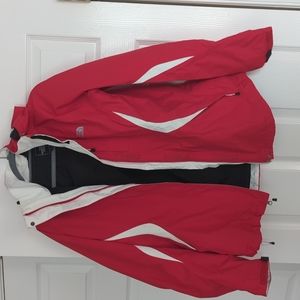 Red North Face jacket, size large